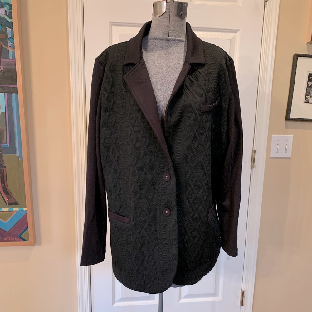 Tart Kokkola Textured Black Knit Blazer. Size 1X.